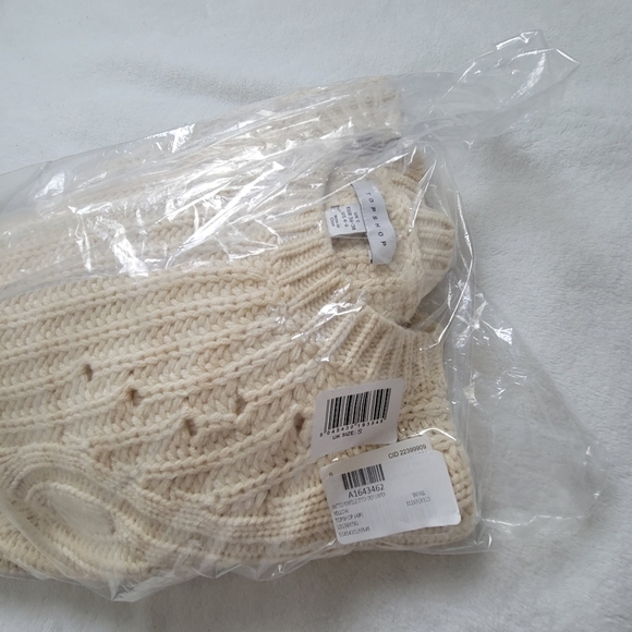 Topshop Cream Pointelle Knit Sweater Small Balloon Sleeve Chunky Pullover NWT - Picture 13 of 13